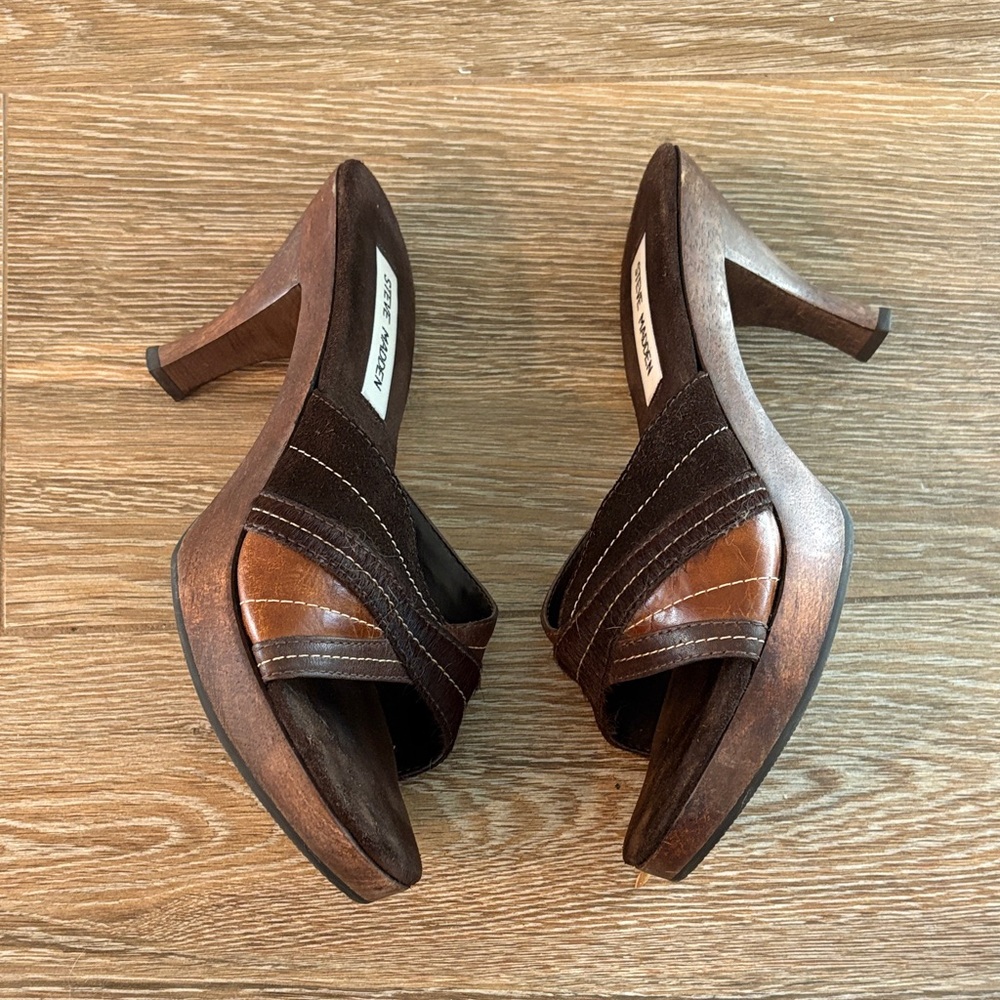 Steve Madden Dark Brown Heeled Mules - Picture 7 of 8